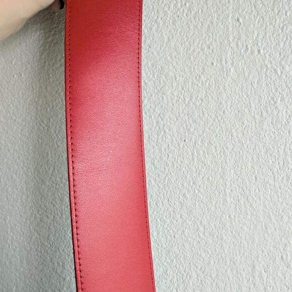 Vintage 1980's Axiom Lipstick Red Genuine Leather Wide Waist Belt size Medium - Picture 6 of 12